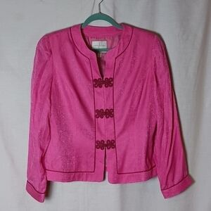 Adrianna Papell Safe Silk Pink Long Sleeve Blazer Plus Size 14